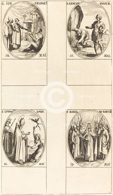 St. Job, Prophet; St. Gangulphus; St. Epiphanius; St. Mary of Martyrs. Creator: Jacques Callot.