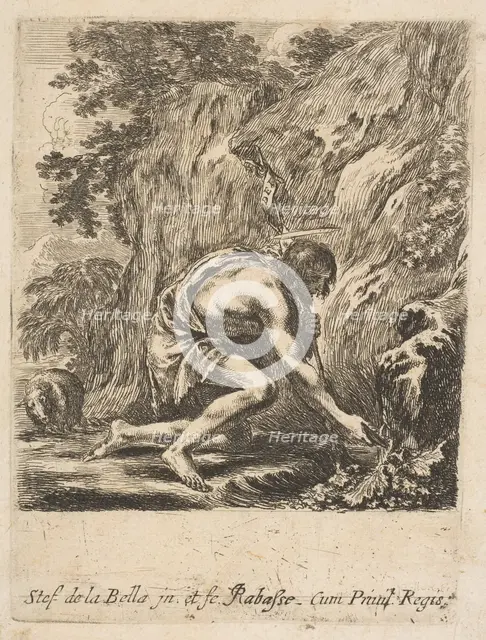 St. John the Baptist Drawing Water from a Spring, ca. 1649. Creator: Stefano della Bella.