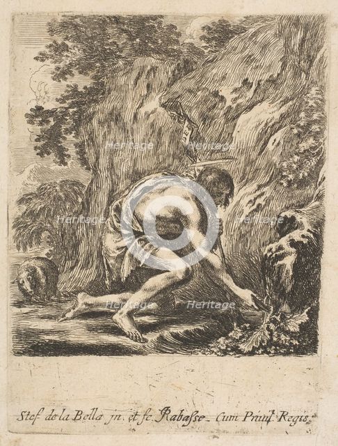 St. John the Baptist Drawing Water from a Spring, ca. 1649. Creator: Stefano della Bella.