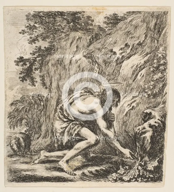 St. John the Baptist Drawing Water from a Spring, ca. 1649. Creator: Stefano della Bella.