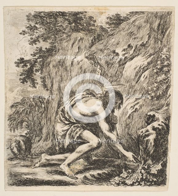 St. John the Baptist Drawing Water from a Spring, ca. 1649. Creator: Stefano della Bella.