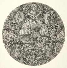 St. John the Baptist Surrounded by the Evangelists and Four Fathers of the Latin Church, 1466. Creator: Master E. S. (German)