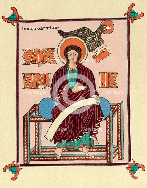 St John the Evangelist from the Lindisfarne (Durham) Gospel Book, c720. Artist: Unknown
