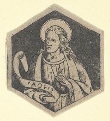 St John the Evangelist, holding a banderole (possibly a modern impression), ca. 1480-1520. Creator: Anon
