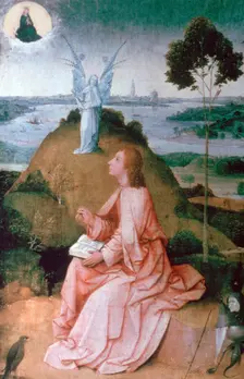 St John the Evangelist on Patmos 1504-1505. Artist: Hieronymus Bosch
