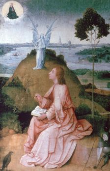St John the Evangelist on Patmos 1504-1505. Artist: Hieronymus Bosch