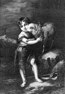 "St. John and the Lamb," by Murillo, 1870. Creator: W Thomas