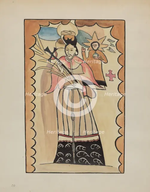 St. John Nepomucene-Painted on Buffalo Hide Prior to 1800, 1935/1942. Creator: E. Boyd.