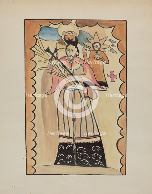 St. John Nepomucene-Painted on Buffalo Hide Prior to 1800, 1935/1942. Creator: E. Boyd.