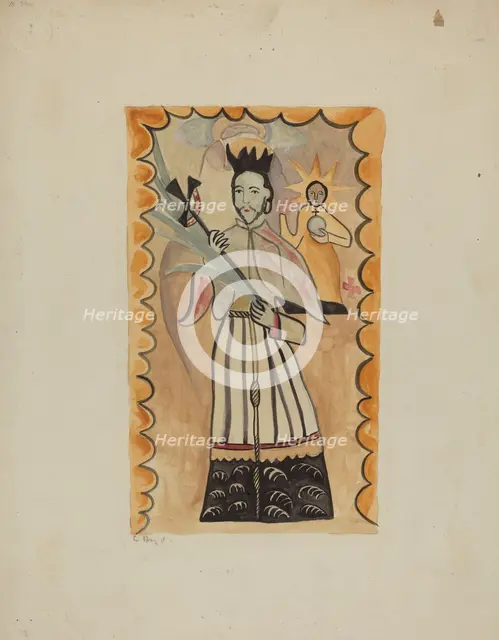 St. John Nepomucene-Painted on Buffalo Hide Prior to 1800, 1935/1942. Creator: E. Boyd.