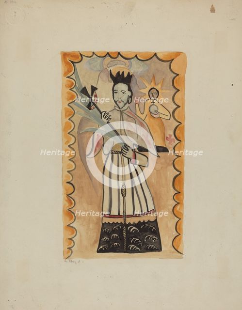 St. John Nepomucene-Painted on Buffalo Hide Prior to 1800, 1935/1942. Creator: E. Boyd.