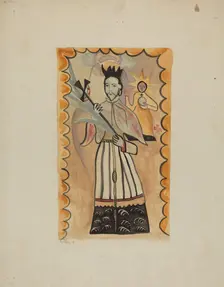 St. John Nepomucene-Painted on Buffalo Hide Prior to 1800, 1935/1942. Creator: E. Boyd
