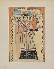 St. John Nepomucene-Painted on Buffalo Hide Prior to 1800, 1935/1942. Creator: E. Boyd