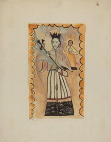 St. John Nepomucene-Painted on Buffalo Hide Prior to 1800, 1935/1942. Creator: E. Boyd