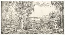 St. John on the Island of Patmos, c. 1545-55. Creator: Virgilius Solis (German, 1514-1562)