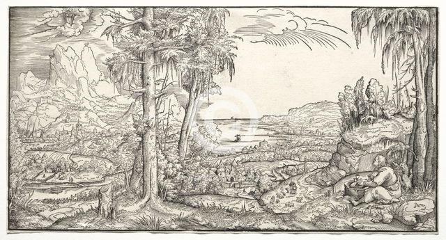 St. John on the Island of Patmos, c. 1545-55. Creator: Virgilius Solis (German, 1514-1562).