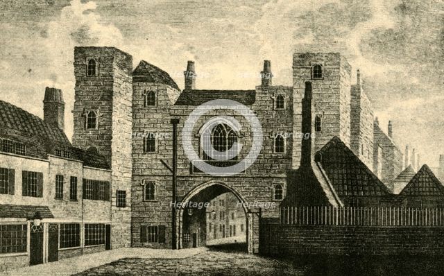 'St. John's Gate, Clerkenwell', 1813, (1925). Creator: Unknown.