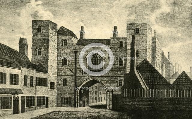 'St. John's Gate, Clerkenwell', 1813, (1925). Creator: Unknown.