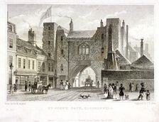 St John's Gate, Clerkenwell London, 1829. Artist: James B Allen
