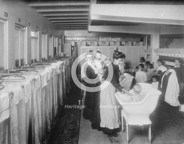 St. John's Guild. Bathroom on floating hospital, [New York City], c1911. Creator: Bain News Service.
