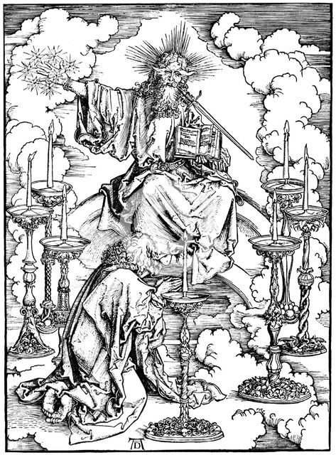St John's Vision of Christ and the Seven Candlesticks (From The Apocalypse), c. 1497. Artist: Dürer, Albrecht (1471-1528)