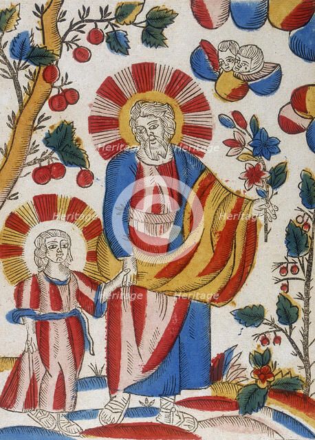 St Joseph and Jesus, his son, walking hand-in-hand, 18th century. Artist: Unknown
