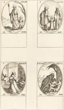 St. Joseph; St. Joachim; St. Benedict, Abbot; St. Catharine of Sweden. Creator: Jacques Callot