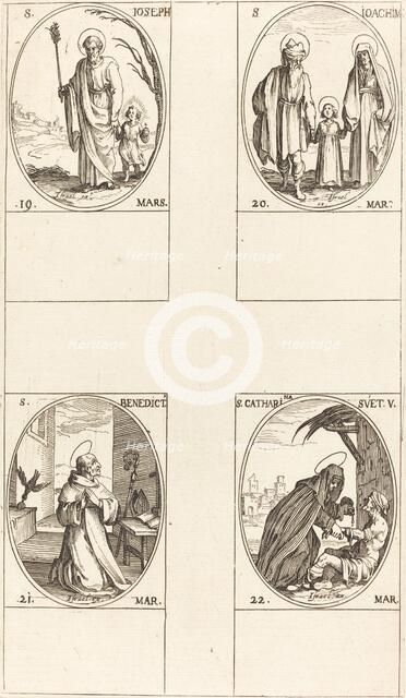 St. Joseph; St. Joachim; St. Benedict, Abbot; St. Catharine of Sweden. Creator: Jacques Callot.