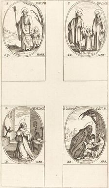 St. Joseph; St. Joachim; St. Benedict, Abbot; St. Catharine of Sweden. Creator: Jacques Callot