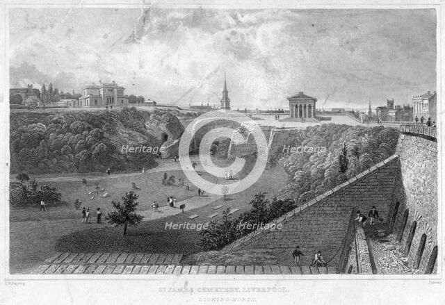 St James' Cemetery, Liverpool, looking north, 19th century.Artist: Thomas Mann Baynes