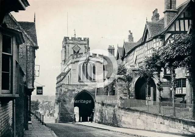 St James' Church over West Gate, Warwick, Warwickshire, 1929. Artist: BC Clayton.