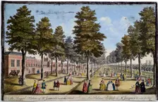 St James Palace and Park, London, showing formal planting of trees in avenues, 1750