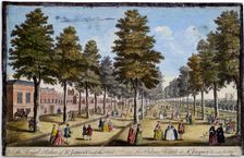 St James Palace and Park, London, showing formal planting of trees in avenues, 1750