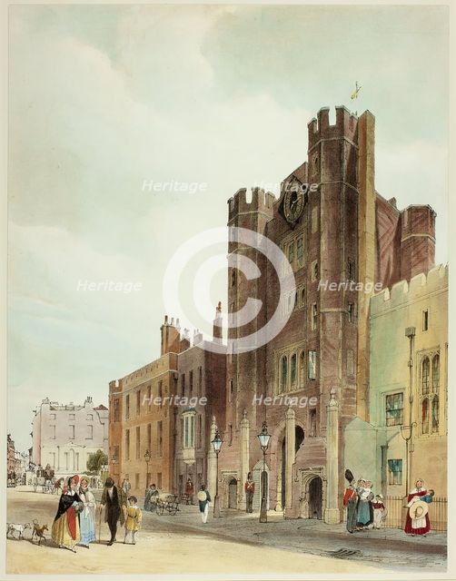 St. James Palace, plate ten from Original Views of London as It Is, 1842. Creator: Thomas Shotter Boys.