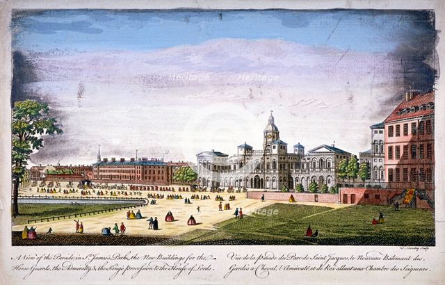 St James's Park and Horse Guards, Westminster, London, 1752(?). Artist: T Loveday