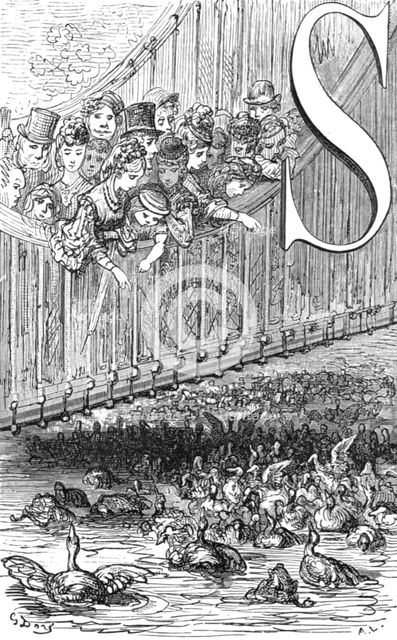 'St. James's Park - Feeding the Ducks', 1872.  Creator: Gustave Doré.