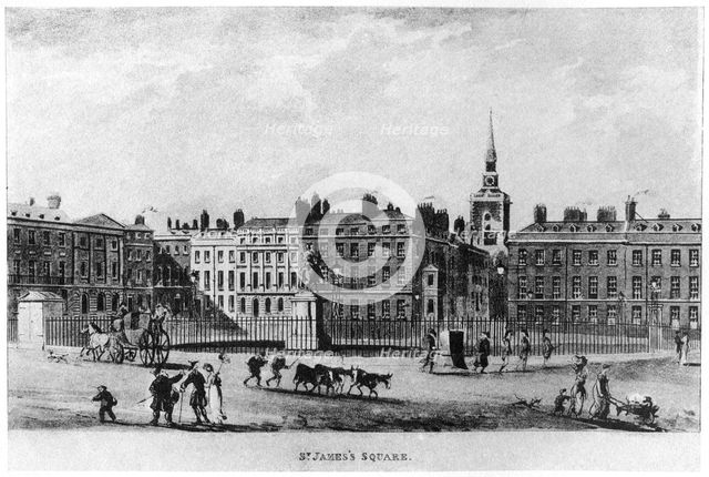 St James's Square, London, c18th century (1907). Artist: Unknown
