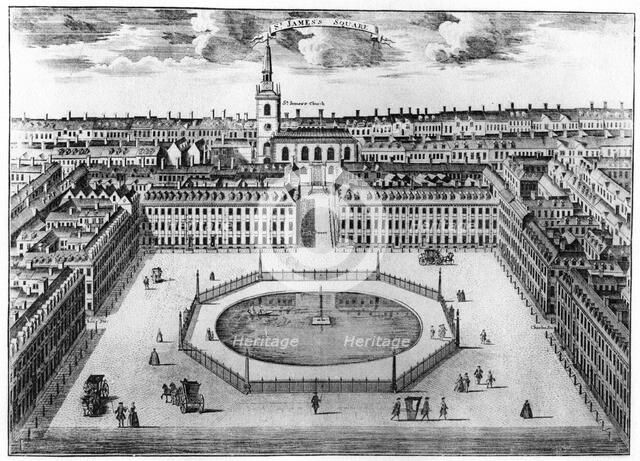 St James's Square, London, 18th century (1907). Artist: Unknown