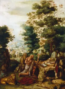 St Jerome in a Landscape c1530-c1550. Artist: Herri met de Bles