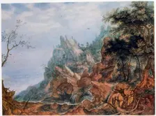 St Jerome in a Rocky Landscape c1596-1639. Artist: Roelandt Savery