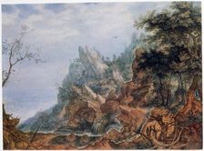 St Jerome in a Rocky Landscape c1596-1639. Artist: Roelandt Savery