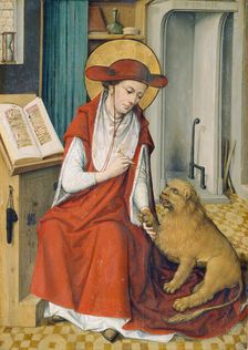 St Jerome in his Study with the Lion, 1480. Creator: Master of the Housebook