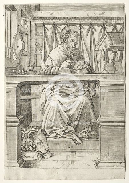 St. Jerome in His Study, c. 1510. Creator: Giovanni Antonio da Brescia (Italian).