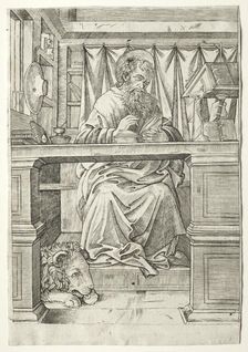 St. Jerome in His Study, c. 1510. Creator: Giovanni Antonio da Brescia (Italian)