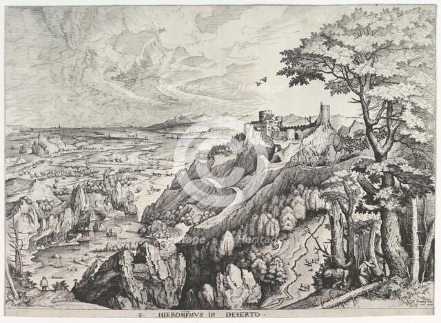 St. Jerome in the Wilderness (S. Hieronymus in Deserto) from The Large Landscapes, ca. 1555-56. Creator: Johannes van Doetecum I.