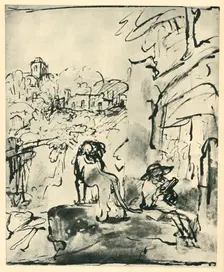 St Jerome reading in a landscape, 1649, (1943). Creator: Rembrandt Harmensz van Rijn