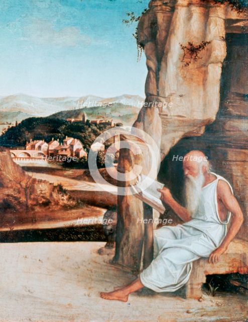 'St Jerome Reading in a Landscape', c1450-1516. Artist: Giovanni Bellini