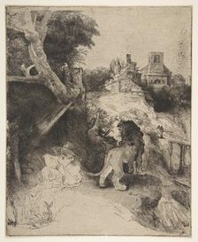 St. Jerome Reading in an Italian Landscape, ca. 1653. Creator: Rembrandt Harmensz van Rijn