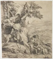 St Jerome reading in the desert, 1565. Creator: Cornelis Cort