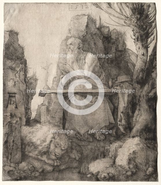 St. Jerome Seated Near a Pollard Willow, 1512. Creator: Albrecht Dürer (German, 1471-1528).